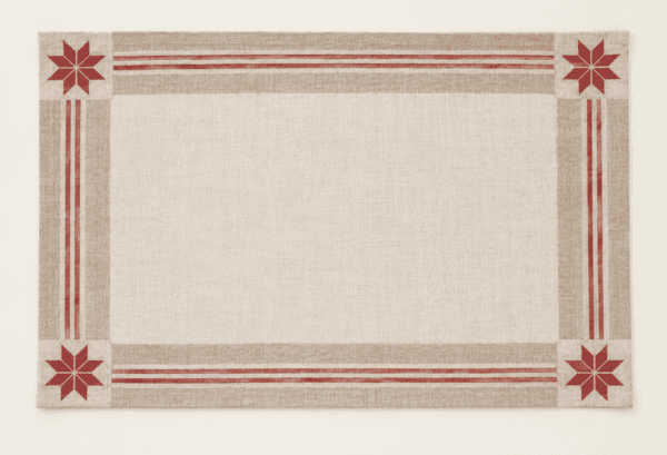Nordic Star Placemat in oatmeal, muted red and cream — design visualization