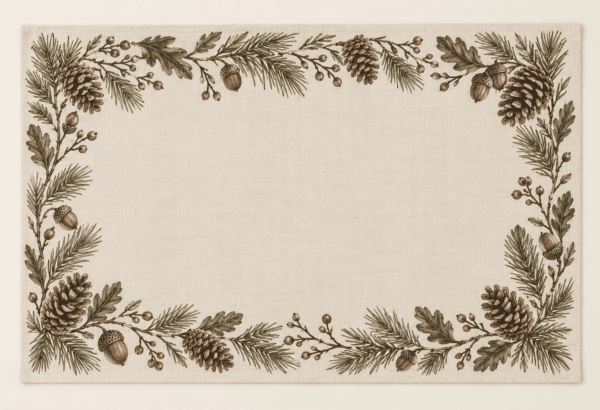 Woodland Cocoa Placemat in cream, cocoa and olive — design visualization