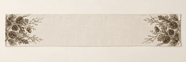 Woodland Cocoa Table Runner in cream, cocoa and olive — design visualization
