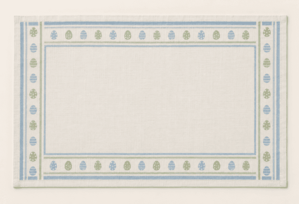 Easter Stripe Placemat in ivory, pale blue and soft green — design visualization