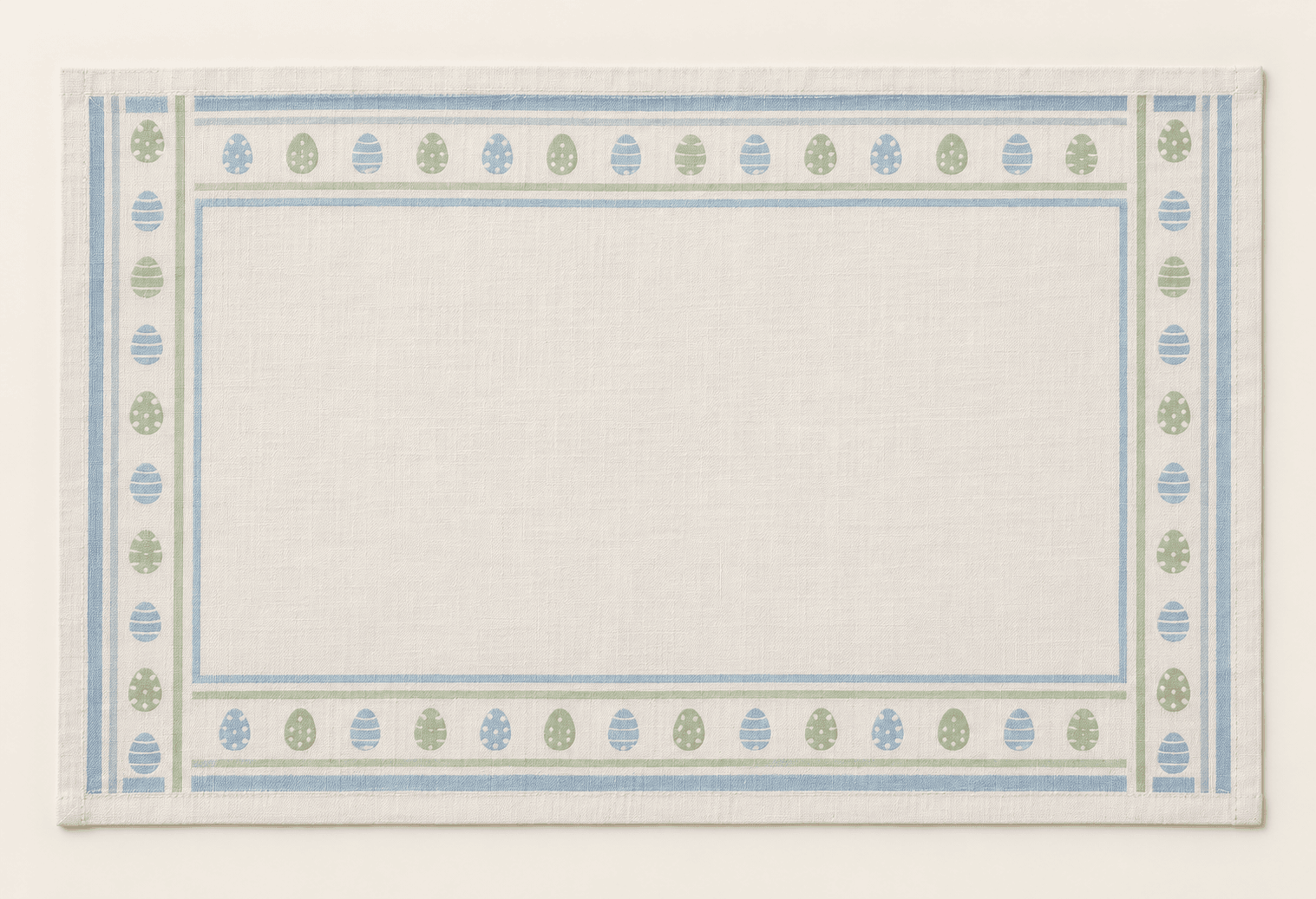 Easter Stripe Placemat in ivory, pale blue and soft green — design visualization