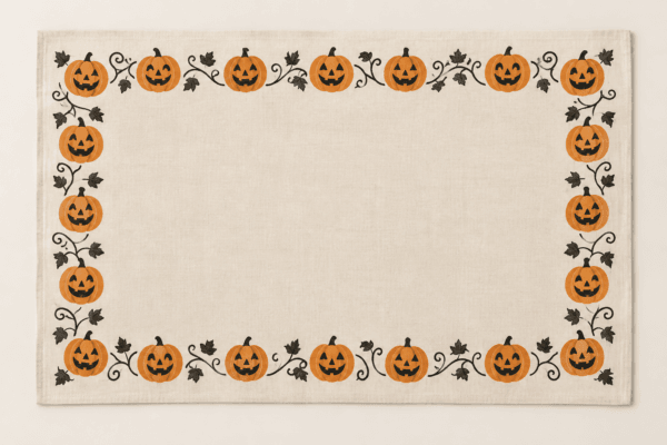 Pumpkin Parade Placemat in ivory, amber and black — design visualization