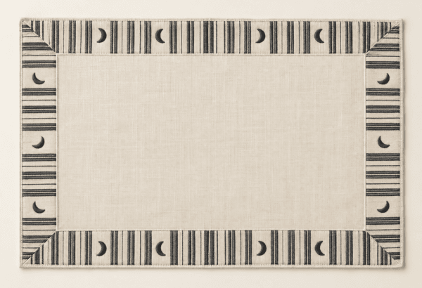 Haunted Stripe Placemat in ivory and charcoal — design visualization
