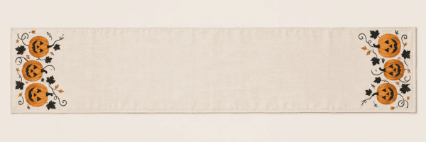 Pumpkin Parade Table Runner in ivory, amber and black — design visualization