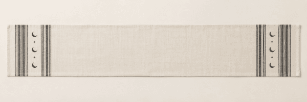 Haunted Stripe Table Runner in ivory and charcoal — design visualization