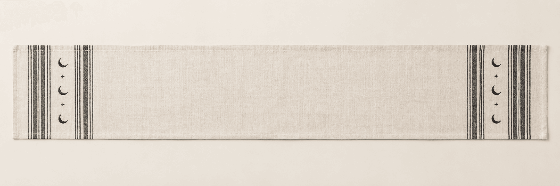 Haunted Stripe Table Runner in ivory and charcoal — design visualization