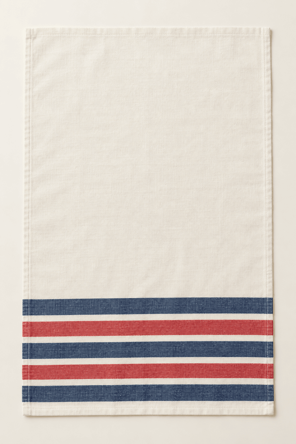 Picnic Stripe Kitchen Towel in cream, navy and faded red — design visualization