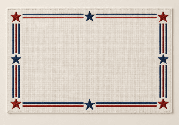 Heritage Stars Placemat in ivory, muted navy and brick red — design visualization