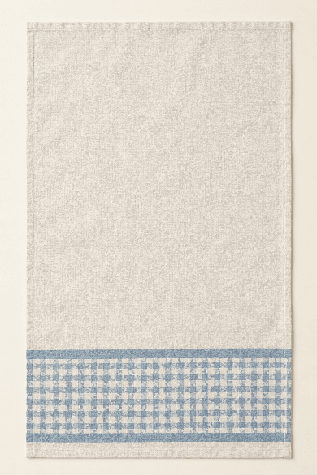 Cottage Check Kitchen Towel in cream and soft blue — design visualization