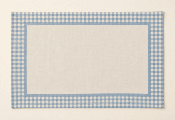Cottage Check Placemat in cream and soft blue — design visualization