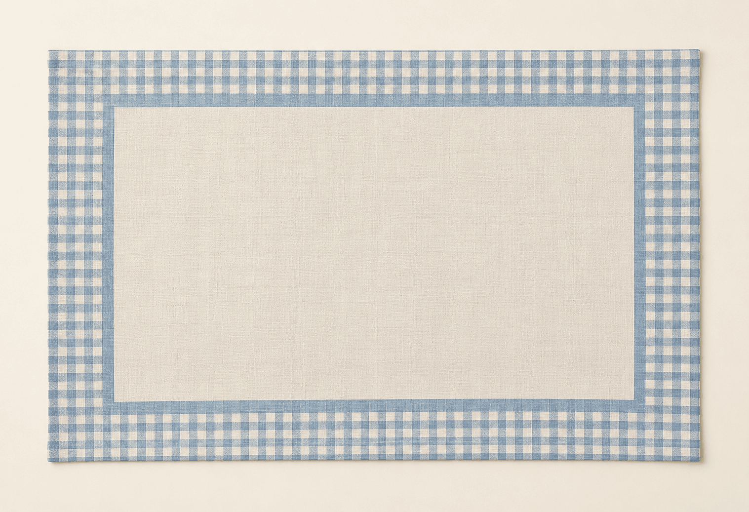 Cottage Check Placemat in cream and soft blue — design visualization
