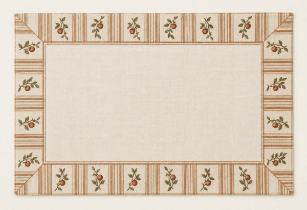 Orchard Stripe Placemat in cream, cider and moss — design visualization