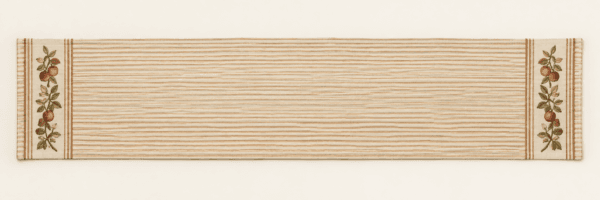 Orchard Stripe Table Runner in cream, cider and moss — design visualization