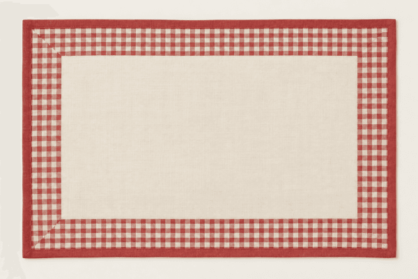 Sweetheart Gingham Placemat in cream and faded red — design visualization